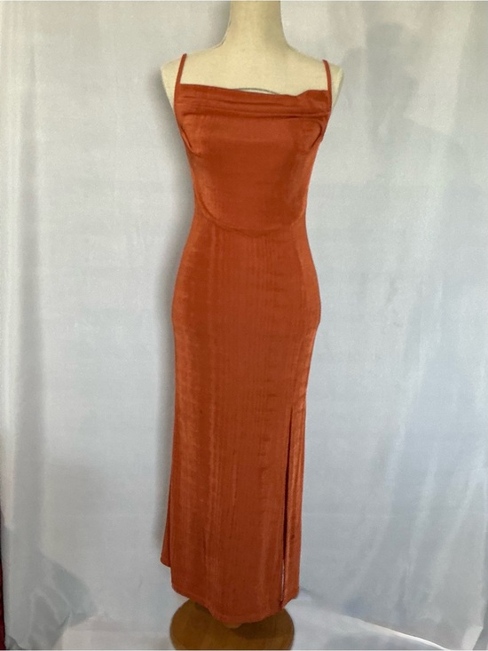 Hello Molly Dresses & Skirts - Hello Molly Rust Orange Draped Slit Maxi Dress US 6 NWT